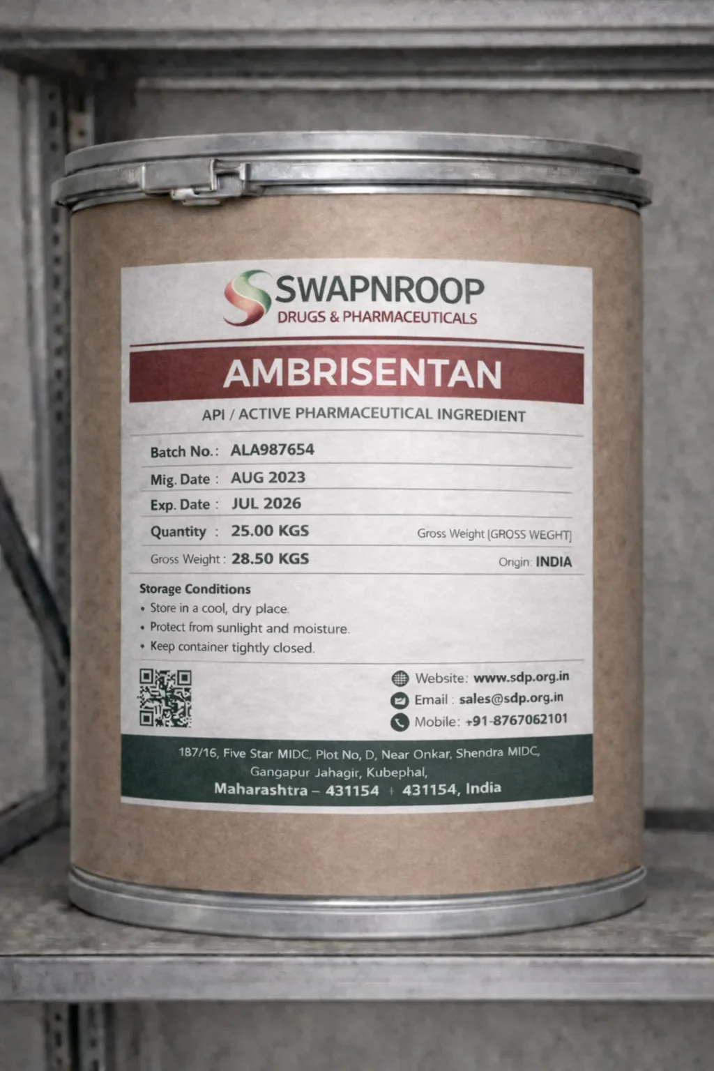 Ambrisentan API Manufacturer and Bulk Supplier in Maharashtra, India – Swapnroop Pharma